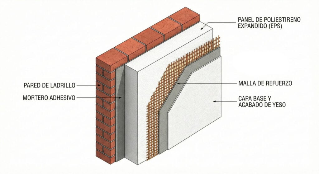 Corte de fachada SATE
